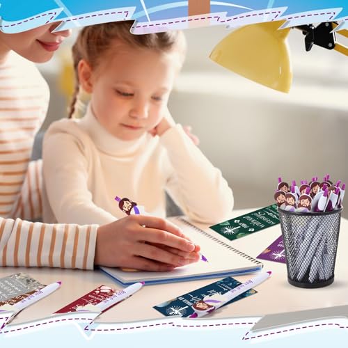CroBlissful 48 Pcs Jesus Pens Bulk Christian Gift for Kid Jesus Loves You Sunday School Prize Religious Easter Gift Bible Verse Ballpoint Pen with Bookmarks for Catholic Easter(Classic Style) - style: Classic Style
