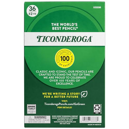 Ticonderoga My First Wood-Cased Pencils, 2 HB, Yellow, 36 Count - size: 36 Count (Pack of 1), style: W/Erasers