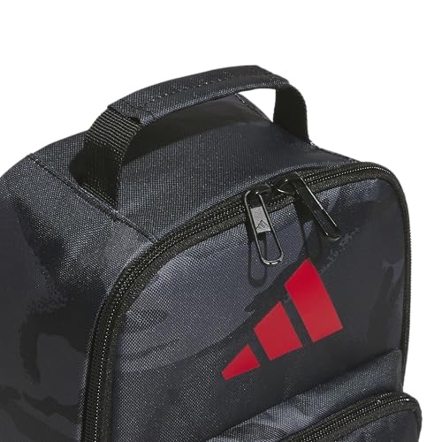 adidas Kids Santiago Lunch Bag for Girls & Boys – Insulated Cooler Lunchbox, 8L - color: 4.0/Woodland Essential Camo Grey Six/ Black/ Better Scarlett