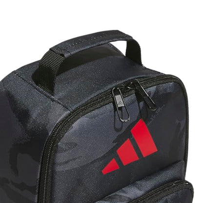 adidas Kids Santiago Lunch Bag for Girls & Boys – Insulated Cooler Lunchbox, 8L - color: 4.0/Woodland Essential Camo Grey Six/ Black/ Better Scarlett
