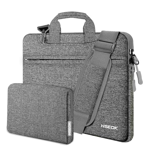 Hseok Laptop Shoulder Bag 13-14 inch Shockproof Water-Resistant HandBag with Small Case Compatible with MacBook Pro/Neo 14" M5/M4/M3/M2/M1, Mac Air/Pro 13.3", XPS 13/14, Most 13"-14" PC,Dark gray - color: Dark Gray, size: 13"-14"