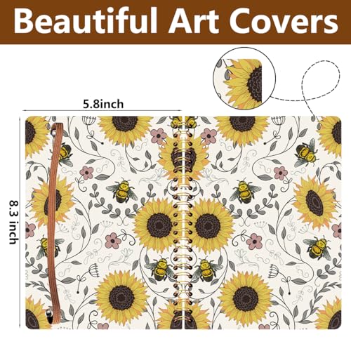 2Pcs Spiral Notebook, Bees College Ruled Spiral Notebook, Multi Subject Notebooks, 120 Ruled Pages Hardcover Journals for Writing Travel Business Office, Cute Notebooks for Women