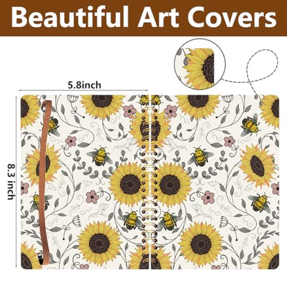 2Pcs Spiral Notebook, Bees College Ruled Spiral Notebook, Multi Subject Notebooks, 120 Ruled Pages Hardcover Journals for Writing Travel Business Office, Cute Notebooks for Women
