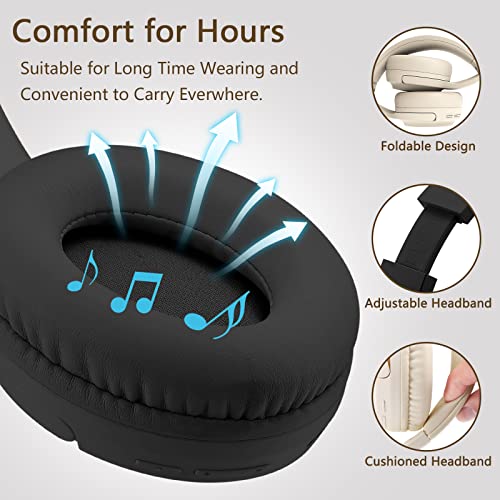 Bingozones Wireless and Wired Headphones With Microphone, Bluetooth 5.3, Folding Lightweight On-Ear for Smartphone Tablet Computer (Black) - color: #02 Black
