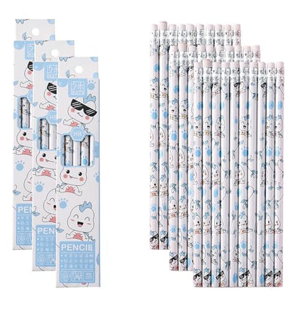 30pcs HB Art Drawing Pencils Blue Bulk Cute Fun Novelty Wooden Writing Pencils with Erasers Party Office (Blue) - color: Blue
