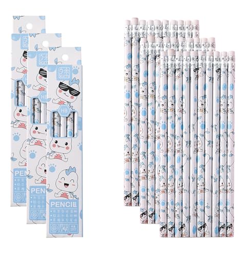 30pcs HB Art Drawing Pencils Blue Bulk Cute Fun Novelty Wooden Writing Pencils with Erasers Party Office (Blue) - color: Blue