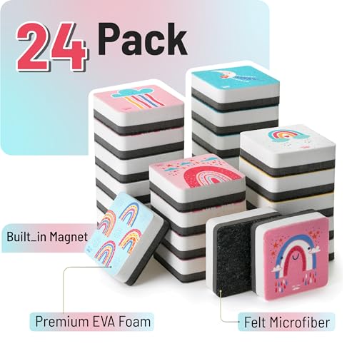 Mr. Pen- Mini Magnetic Dry Erase Erasers, 2" x 2", 24 Pack, Boho Style | Small Magnetic Whiteboard Dry Erase Erasers Bulk for Kids, Teachers, Students and Classroom Supplies - color: Boho, size: Square
