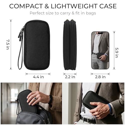 Airkit Electronics Organizer Travel Case Waterproof Double Layers All-in-One Storage Bag Tech Pouch Accessories Travel Essential for Phone Airpods Cables USB Flash Drive Black