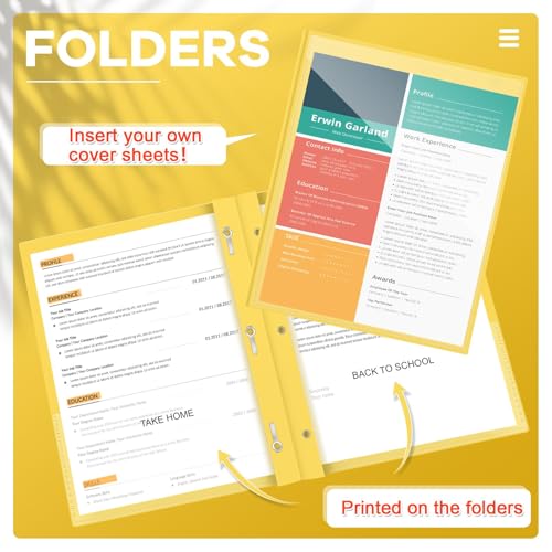 Henoyso 48 Pcs Plastic Folders with Clear Front Pocket and 3 Prong Take Home Plastic 2 Pocket Folder Back to School for Students Parent Teacher Communication for School Office (Yellow) - color: Yellow