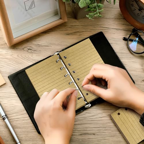 Ireer 6 Hole Mini Lined Paper Refill 200 Sheets Blank Planner Refills Loose Leaf Papers 3 x 5 Inches for Binders Planner Inserts Mini Ruled Filler Books Memo Papers Notebooks(Kraft) - color: Kraft