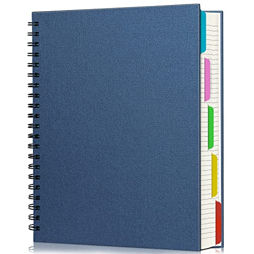 EUSOAR 5 Subject Notebook, 1pcs A4 11" x8-1/2 Spiral College Ruled Writing Pad, 100GSM 120Sheets/ 240Pages of Lined Paper, Thick Hardcover, for Journal Students, Office and Business, Royal Blue - color: Royal Blue, size: A4-1Pack