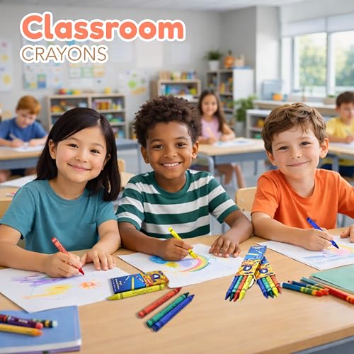 4E's Novelty 144 Boxes of 4 Packs Bulk Crayons for Kids, Non-Toxic Crayons Bulk, Classroom Must Haves, Supplies for Teachers Restaurants Crayon Party Favors Individual Packs - style: 144 of 4-Packs