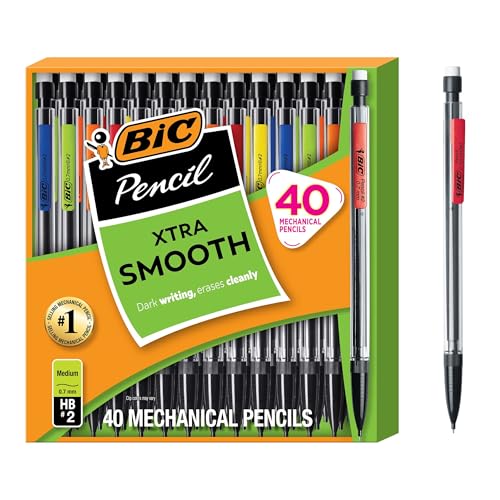 BIC Xtra Smooth Mechanical Pencil with 0.7 mm Medium Point ,Refillable and Retractable, School Supplies for Students and Teachers, 40-Count Pack - color: Black, size: 40 Count (Pack of 1)