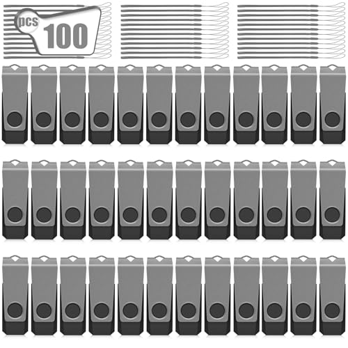 AGECASH USB Thumb Drive 1GB Flash Drive 100 Pack USB 2.0 Flash Drives Bulk 1 GB Memory Stick with Lanyards Swivel Jump Drives Multipack for Data Stroage and Backup, Grey 1GB - color: 100PACK(Gray), size: 1GB