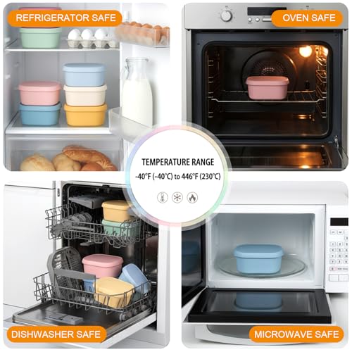 8 PCS 10 oz Silicone Snack Containers, Reusable Small Snack Container with Lids, Leak Proof Fruit Container for Lunch Food Storage Containers, Stackable for Meal Prep, Fruit, Freezer, Colorful