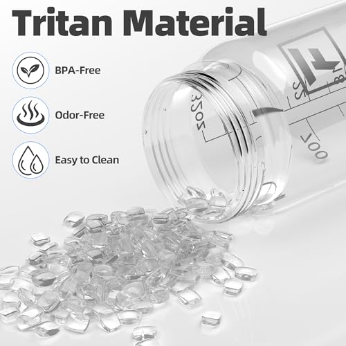 Fanhaw 32 oz Clear Water Bottle with Straw Lid - Tritan, BPA-Free, Lightweight, Wide Mouth, Leak-Proof, Perfect for Gym, Travel, School, Office, and Sports(Clear & Black) - color: Clear & Black