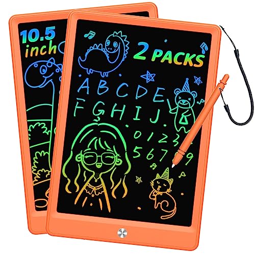 BUKEBU LCD Writing Tablet Doodle Board, Colorful Drawing Pad, Electronic Drawing Tablet, Drawing Pads,Travel Gifts for Kids Ages 3 4 5 6 7 8 Year Old Girls Boys (10.5 inch, Orange&Orange) - color: Orange&orange, size: 7"W x 10.4"H