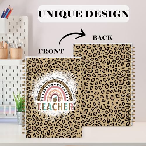 LRVSYUIN Leopard Teacher Spiral Notebooks, Teacher Journal for Back to School Classroom Supplies, Teachers Appreciation Gift for Graduation Retirement (B06) - style: Leopard Teacher