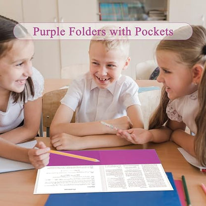 Zzrywuty 50 Packs Heavy Duty Rose Purple 2 Pocket Folders with Business Card Slot,Holds 100 Sheets Fits Letter Size File Folder Presentation Folder for School,Office,Home - color: 50pcs -Rose Purple