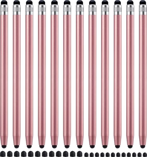LINFANC 12Pcs Rose Stylus Pen for Touchscreen, 2-in-1 Stylus Pen for iPad | High Precision & Sensitivity, Aluminum Body, Suitable for iPad iPhone Android Smartphone Tablet Switch and All Touch Screens - color: 12 Rose Gold