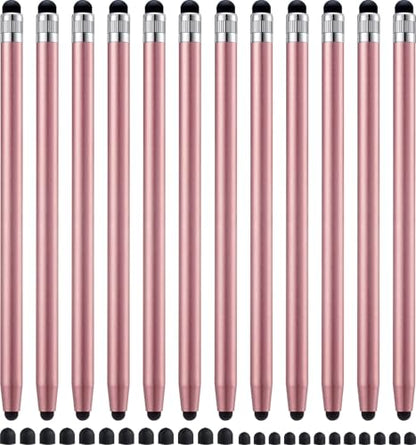 LINFANC 12Pcs Rose Stylus Pen for Touchscreen, 2-in-1 Stylus Pen for iPad | High Precision & Sensitivity, Aluminum Body, Suitable for iPad iPhone Android Smartphone Tablet Switch and All Touch Screens - color: 12 Rose Gold