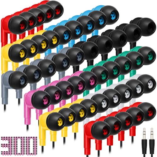 Kigeli 300 Packs Bulk Earbuds Headphones Wired Earphones for Classroom Kids Colorful in Ear Students Ear Buds with 3.5mm Jack for Laptop School Library Supplies, No Microphone (Pure Black) - color: Pure Black