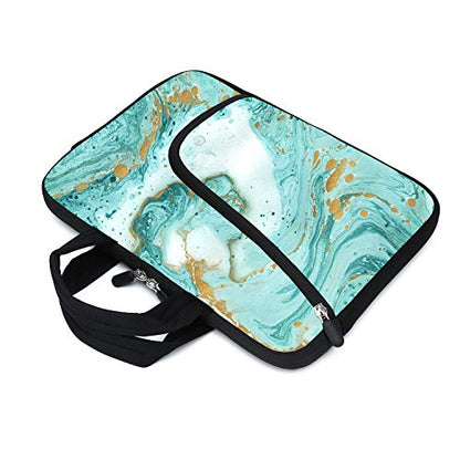 Green Marble Neoprene Laptop Case - 11.6" to 12.2" Fits MacBook Air, Samsung, Acer, HP - Two Pockets, Handle, Ultrabook & Chromebook Sleeve - color: Green marble