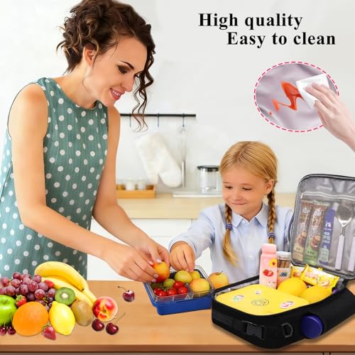 Insulated Lunch Bag Women Men Girls Boys Kids Lunch Box with Water Bottle Holder Handheld Shoulder Strap,Lunch Tote Purse for Food Container Carrier Cooler School Students Work Picnic Black A - color: 01-Black A