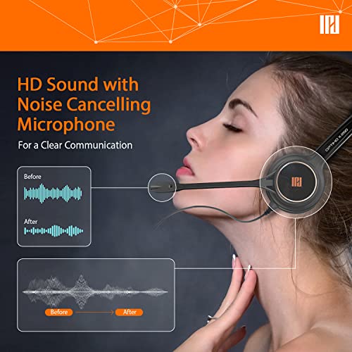 IPD IPH-250 USB Headset with Noise Cancelling Microphone for Office and Call cengter- Compatible with Skype, Microsoft Teams, Cisco Jabber, Avaya One-X and Other Soft Phones - color: Leather Cushion, style: Monaural