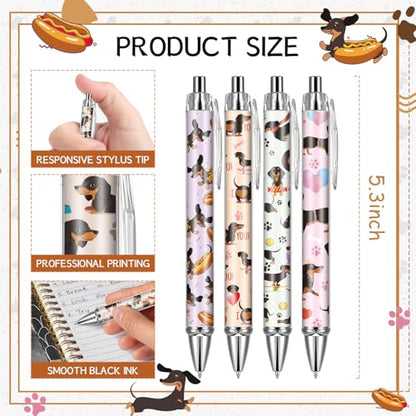 Dachshund Ballpoint Pens Gifts - 24 Pcs Retractable Black Ink Ball Point Pen 1.00 mm Cute Funny Office Supplies for Work School Fancy Gift for Women Men Teacher Students Dog Lover Christmas - style: Dachshund