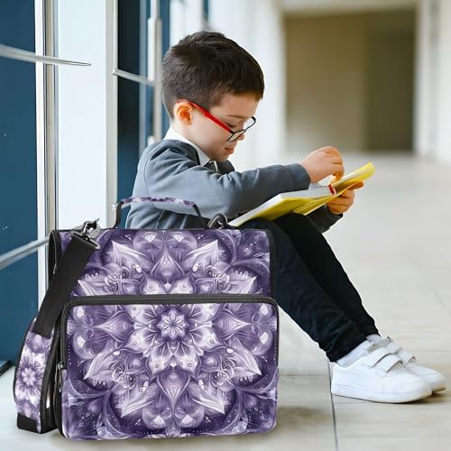 Mandala Zipper Binder with Shoulder Strap, 500 Sheets Capacity, Multiple Pockets 1.5Inch 3 Ring Zipper Binder - color: Mandala
