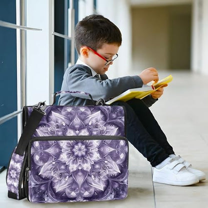 Mandala Zipper Binder with Shoulder Strap, 500 Sheets Capacity, Multiple Pockets 1.5Inch 3 Ring Zipper Binder - color: Mandala