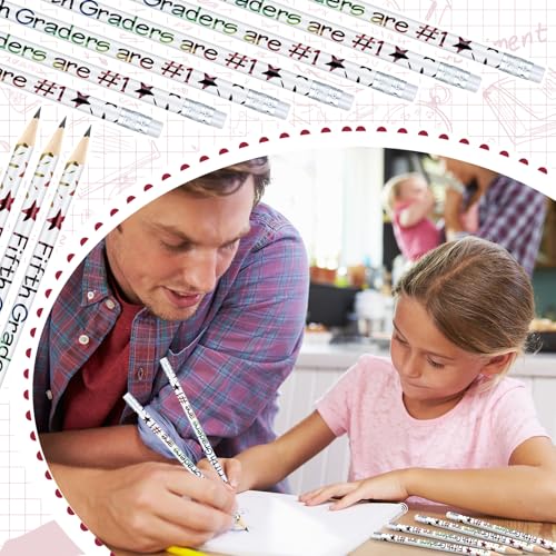 Tenceur 24 Pcs 5th Graders Pencils Bulk Motivational Pencils with Erasers Inspirational Pencil with Back to School Supplies for Kids Student Teacher Classroom Reward - style: 5th Graders
