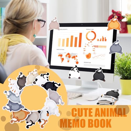 Yinder 24 Pads Cute Sticky Notes Fun Cat Sticky Notes Pads Bulk Cartoon Memo Self Adhesive Gift Back to School Veterinary Office School Tab Party Supplies - style: Fresh Cat