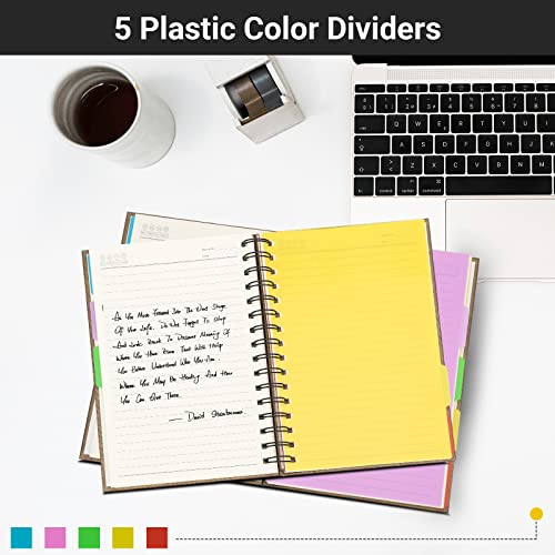 EUSOAR 5 Subject Spiral Notebook, 1pcs B5 7.3"x10.2" College Ruled Writing Pad, 100GSM 120Sheets/ 240Pages of Lined Paper, Thick Hardcover, for Traveling Students, Office and Business, Kraft - color: Kraft, size: B5-1Pack