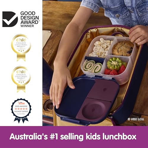 b.box Harry Potter Mini Lunch Box Kids | 4.25 Cup Leak Proof Bento Box for Kids Ages 3+ | 3 Compartment Snack Containers, School Lunch Container, Dishwasher Safe, BPA-Free, PFAS-Free - color: Harry Potter, size: 1-pack