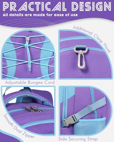 BLUEFAIRY Middle High School Backpack for Boys Girls Large Bookbag with Laptop Compartment Back to School Book Bags for Teens Teenagers Mochilas Escolares para Niños Niñas (Purple/Blue, Solid) - color: Purple/Blue