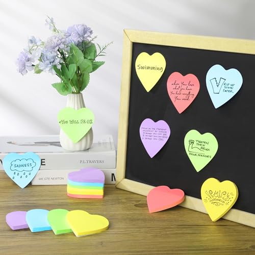 Mr. Pen- Heart Sticky Notes, 2.85"x2.85", 12 Pads, 720 Sheets, Pastel Color | Heart Shaped Sticky Notes Bulk, Cute Self-Stick Note Pads, Perfect for Office, School, Home, Study & Organization - color: Pastel