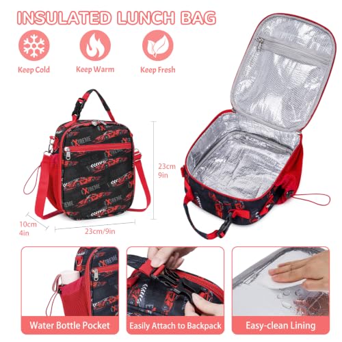 Bento Lunch Box for Kids Adult, Leakproof 3-4 Compartment Bento Box Set with Insulated Food Jar,Water Bottle, Lunch Bag, School Lunch Container for Toddler Teen Girls Boys Ages 3+(Racing Car) - color: Racing Car