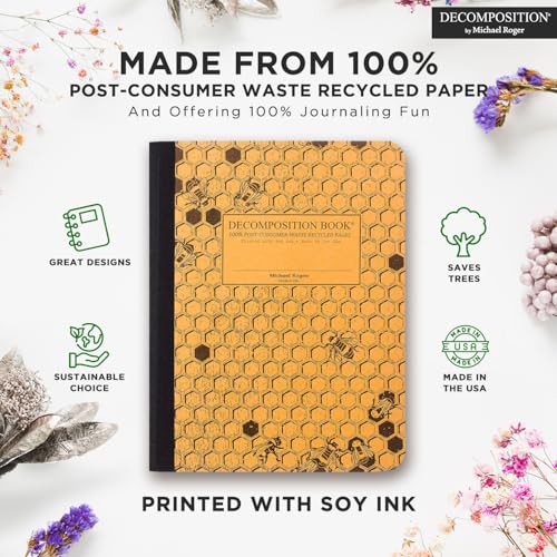Decomposition Honeycomb College Ruled Composition Notebook - 9.75 x 7.5 Journal with 160 Lined Pages - Notebooks for School Supplies, Home & Office - 100% Recycled Paper - Made in USA - color: Honeycomb