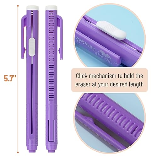Mr. Pen- Retractable Mechanical Eraser Pens, 6 Pack, Vibrant Colors | Latex-Free Precision Pencil Erasers for Artists, Students, Drawing, Sketching & Drafting | Latex-Free Precision Pencil Erasers for Artists, Students, Drawing, Sketching & Drafting - col