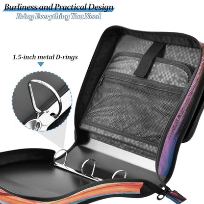 3 Ring Zipper Binder Pink Sunset Ocean Beach Binders Bag with Shoulder Strap 500 Sheets Paper Organizer Trapper Keeper Documents Storage File Folder for School Office - color: A495