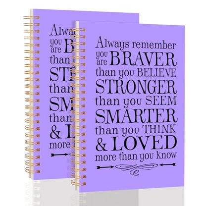2Pcs Spiral Journal Notebook for Women Men, A5 Motivational Journal with 100 Pages, College Ruled Hardcover Notebook for Office School Home, Inspirational Gifts Encouragement Gifts - color: Purple