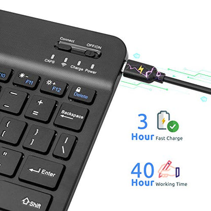 Amazon Fire HD 10/11/8 Wireless Keyboard,Universal Slim Portable Bluetooth Keyboard Compatible with Amazon Fire HD 10/11/8 with Built in Rechargeable Battery (10 Inch Black) - color: 10 Inch Black