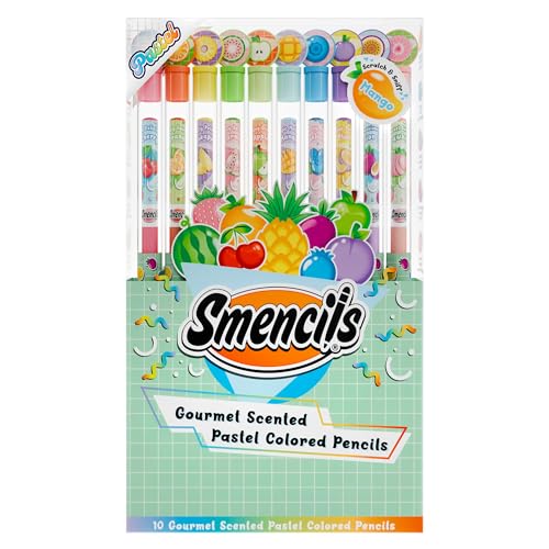 Pastel Colored Smencils - Patented Gourmet Scented Colored Pencils made from Recycled Newspapers, 10 Count, Gifts for Kids, School Supplies, Classroom Rewards - color: Pastel Colored