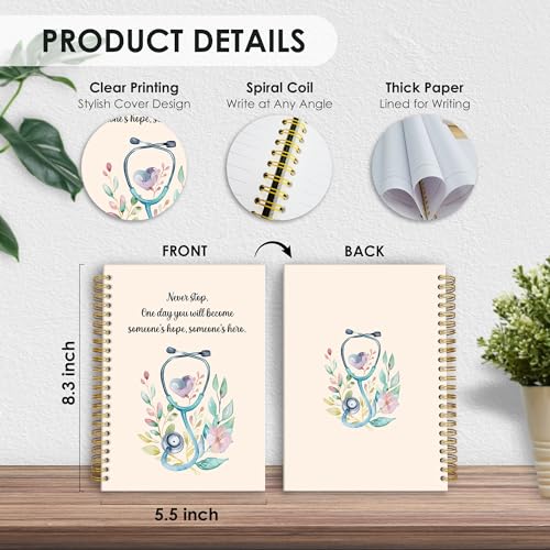 Nurse Spiral Notebook Gifts, Nursing School Student Hardcover Lined Notebooks Journal for Office Work, Future Nurse RN Appreciation Thank You Gifts for Nurses Week Notebook A5 5.5x8.3 - color: nurse-B