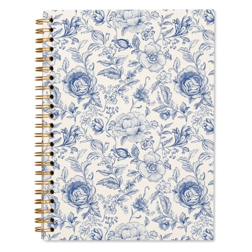 Blue Floral Chinoiserie Notebook Journal, Baby Shower Guest Book, Office School Supplies Hardcover Lined Notebooks Spiral, Baby Shower Gifts for Women Gilrs, 5.5x8.3 inch - color: White2