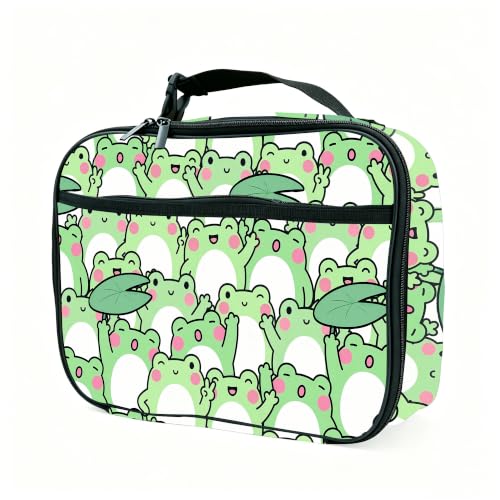 Frog Lunch Box Insulated Reusable Lunch Bag Tote Cooler for Women Men Boy Girl School Work Office Picnic - color: Frog