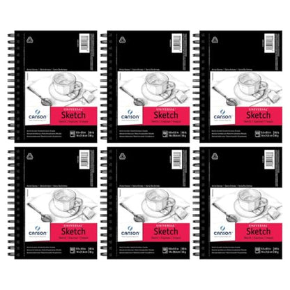 Canson Artist Series Universal Sketch Pad, 5.5" x 8.5", 65 lb. (96gsm), 100 Sheets/Pad, Case of 12 Pads, 1200 Sheets Total - size: 5.5" x 8.5" (12 Pack), style: 5.5" x 8.5" Side Wire