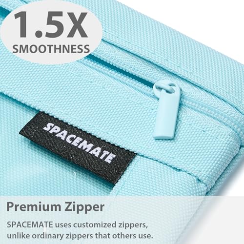 SPACEMATE Binder Pencil Pouch Case Box Bag for 3 Ring Binder School Supplies Girls Boys Kids, Clear Preppy Stuff Large Aesthetic Pen Organizer, Back to College Stationary, 1 Pack, Eggshell Blue - color: Eggshell Blue